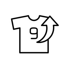 player out field icon. t shirt with arrow up illustration. simple outline style sport symbol.