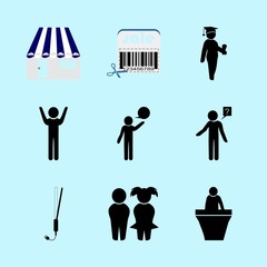 icons about Human with academy, client, presentation, expression and hair salon