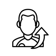 player out field icon. man arrow up illustration. simple outline style sport symbol.