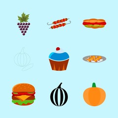 icons about Food with fastfood, chiken, eat, strawberry and farm