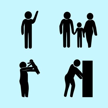 icons about Human with caucasian, nameplate, girl, push and people