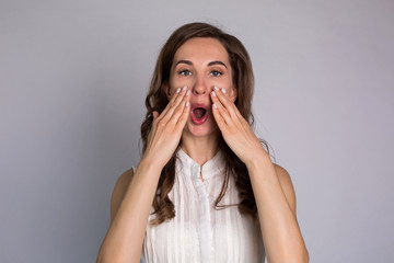 young woman makes herself a massage complex of exercises