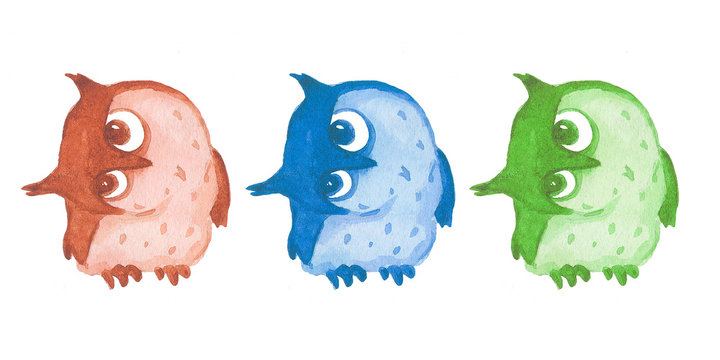 Watercolor owles