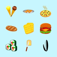 icons about Food with fastfood, diet, beef, bake and cheese