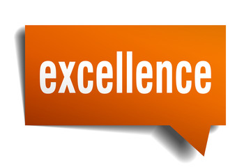 excellence orange 3d speech bubble