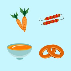 icons about Food with meat, kebab, bubliki, bublik and tasty