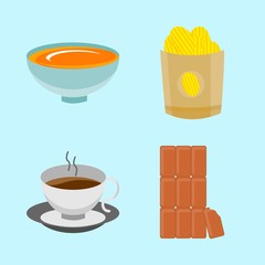 icons about Food with teacup, breakfast, drink, cookies and japanese foods