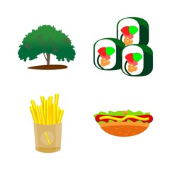 icons about Food with nature, sushi, summer, tree and menu