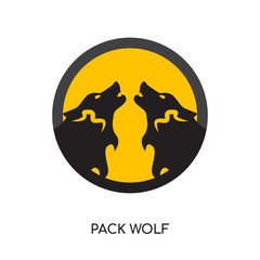 pack wolf logo isolated on white background , colorful vector icon, brand sign & symbol for your business