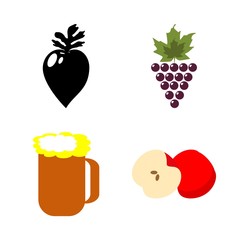 icons about Food with fresh, vegetable, fruit, beer and apple