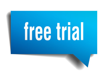 free trial blue 3d speech bubble