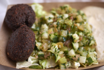 Falafel and israeli salad