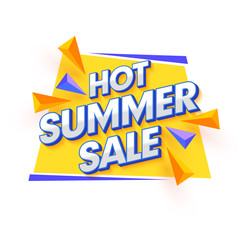 Hot Summer Sale, poster, banner or flyer design with stylish text on purple and yellow background.