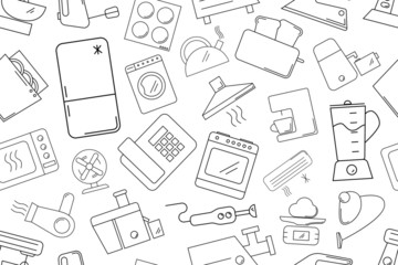 Vector appliances pattern. Appliances seamless background