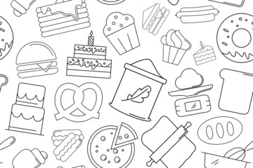 Vector bakery pattern. Bakery seamless background