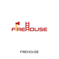 firehouse logo isolated on white background , colorful vector icon, brand sign & symbol for your business
