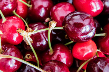 Pile of cherries fresh fruit background