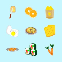 icons about Food with mushroom, vitamin, grilled, sushi and plant