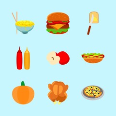 icons about Food with butter, hamburger, big, vitamin and knife