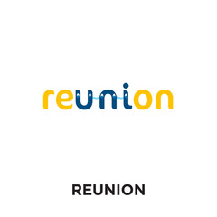 reunion logo isolated on white background , colorful vector icon, brand sign & symbol for your business