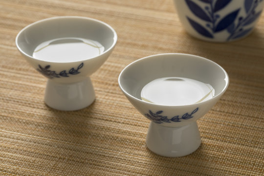 Japanese cups with sake