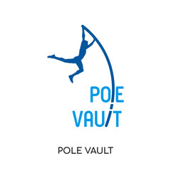 pole vault logo isolated on white background , colorful vector icon, brand sign & symbol for your business