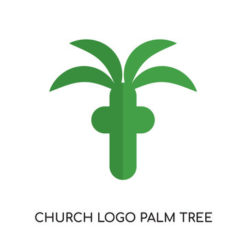 church logo palm tree isolated on white background , colorful vector icon, brand sign & symbol for your business