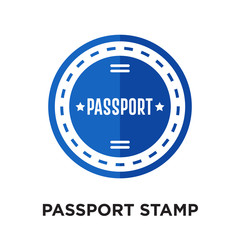 passport stamp logo isolated on white background , colorful vector icon, brand sign & symbol for your business