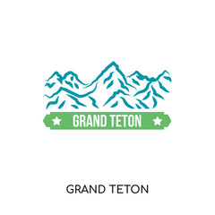 grand teton logo isolated on white background , colorful vector icon, brand sign & symbol for your business