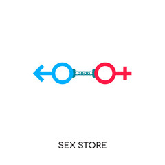 sex store logo isolated on white background , colorful vector icon, brand sign & symbol for your business