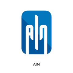 ain logo isolated on white background , colorful vector icon, brand sign & symbol for your business