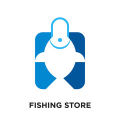 fishing store logo isolated on white background , colorful vector icon, brand sign & symbol for your business