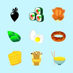 icons about Food with vegetabl, baked, sushi rools, diet and chiken