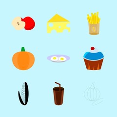 icons about Food with taste, chocolate, cheez, holland and hot chocolate