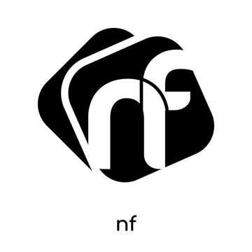 nf symbol isolated on white background , black vector sign and symbols