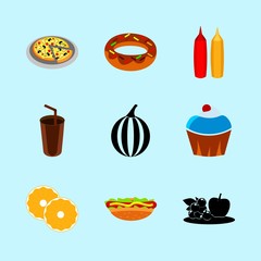 icons about Food with citrus fruit, cupcake, cream, vitamins and vitamin