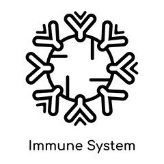 Immune System icon isolated on white background , black outline sign, linear modern symbol