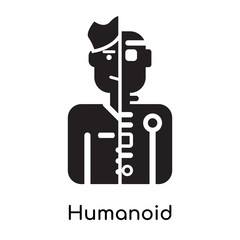 Humanoid icon isolated on white background , black filled vector sign and symbols