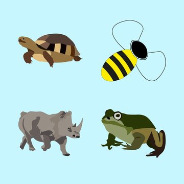 icons about Animal with green, pachyderm, isolate, drawing and apiary