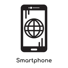 Smartphone icon isolated on white background , black filled vector sign and symbols