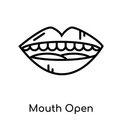 Mouth Open icon isolated on white background , black outline sign, linear modern symbol