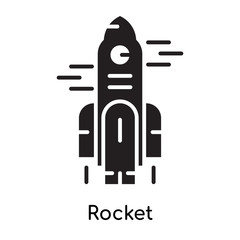 Rocket icon isolated on white background , black filled vector sign and symbols