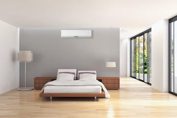 Modern bright interiors apartment 3D rendering illustration