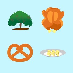 icons about Food with crunchy, meat, organic, tree and lunch