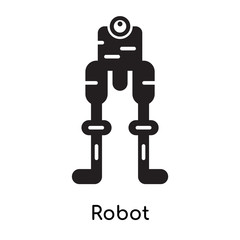 Robot icon isolated on white background , black filled vector sign and symbols