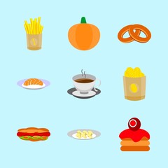 icons about Food with diet, seafood, hotdog, dinner and agaric