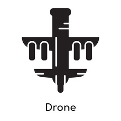 Drone icon isolated on white background , black filled vector sign and symbols