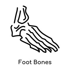 Foot Bones icon isolated on white background , black outline sign, linear modern symbol