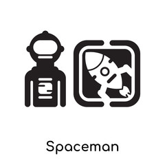 Spaceman isolated on white background , black filled vector sign and symbols