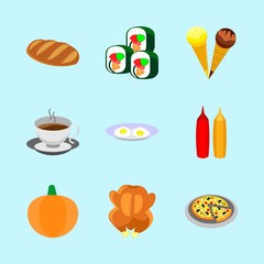 icons about Food with fastfood, meat, cup, drink and ice
